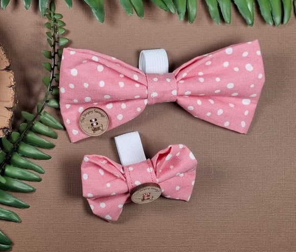 Pink & White Spotty Bow Tie