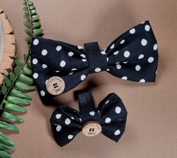 Black & White Spotty Print Bow Tie