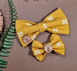 Diamond Mustard Print Bow Tie