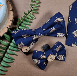 Palm Leaf Blue Bow Tie