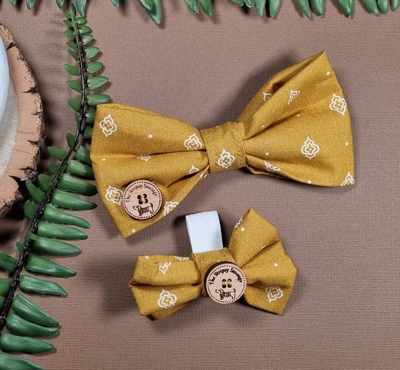 Regal Mustard Print Bow Tie